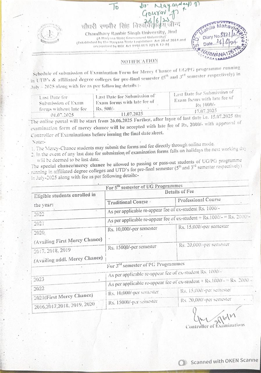 Mercy Chance for UG/PG students